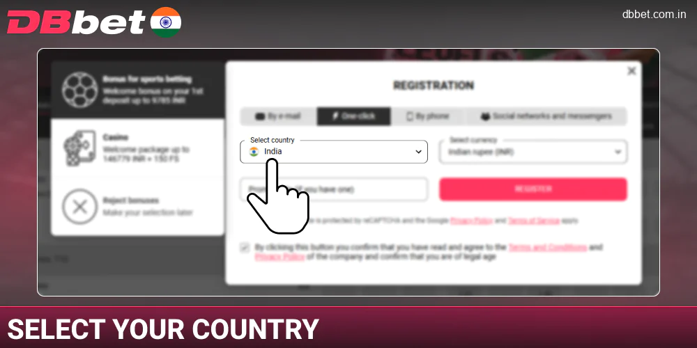 Select your country on DBbet India