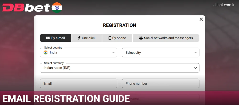 Create an account via email on DBbet India