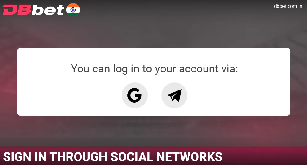 Log in to your DBbet account via social media for Indians
