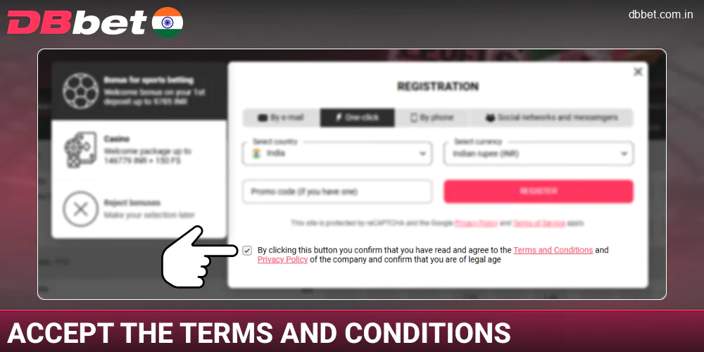 Agree to the terms and conditions on DBbet India